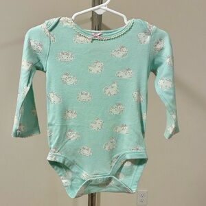 Baby Boden Kids’ Mint Green Bunny Print Onesie